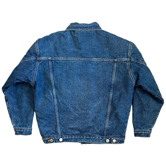 VTG Urgent Gear Sports Wear Dark Wash Cropped Denim Jean Jacket Size XL/18 - Picture 2 of 11